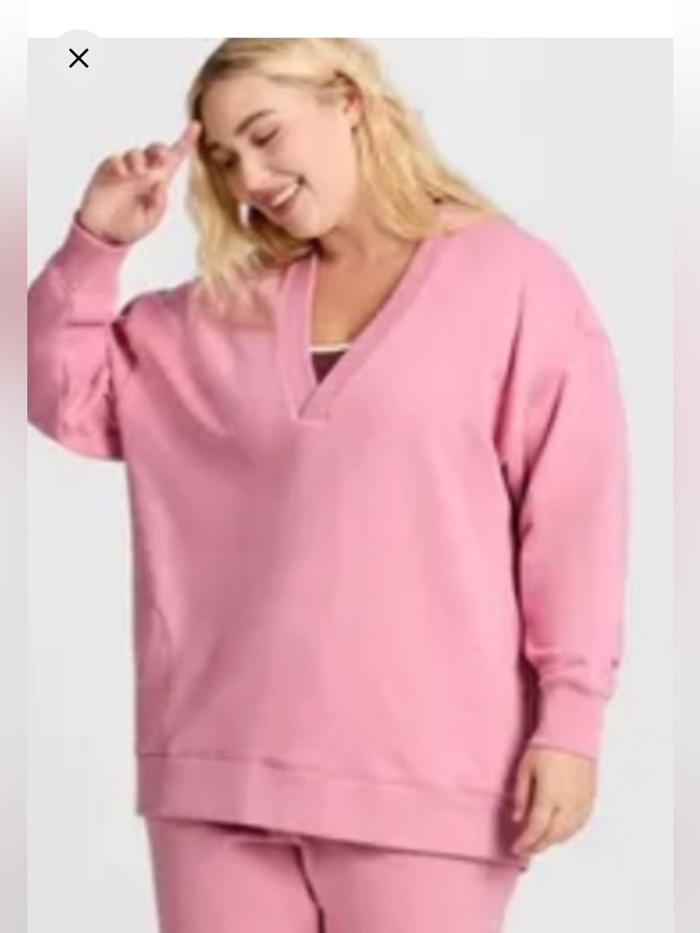 Champion Women's Plus Size Loose Fit Long Sleeve V-Neck French Sweatshirt 3X NWT